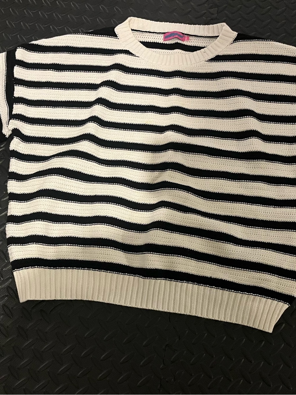 Edikted Black and White Striped Crew Sweater